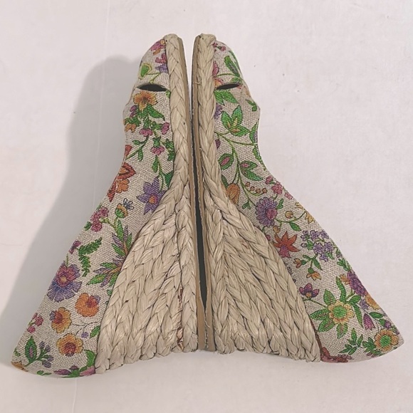 STUART WEITZMAN Floral Wedge Espadrille Peep-Toe Shoes 8.5 - Picture 8 of 12